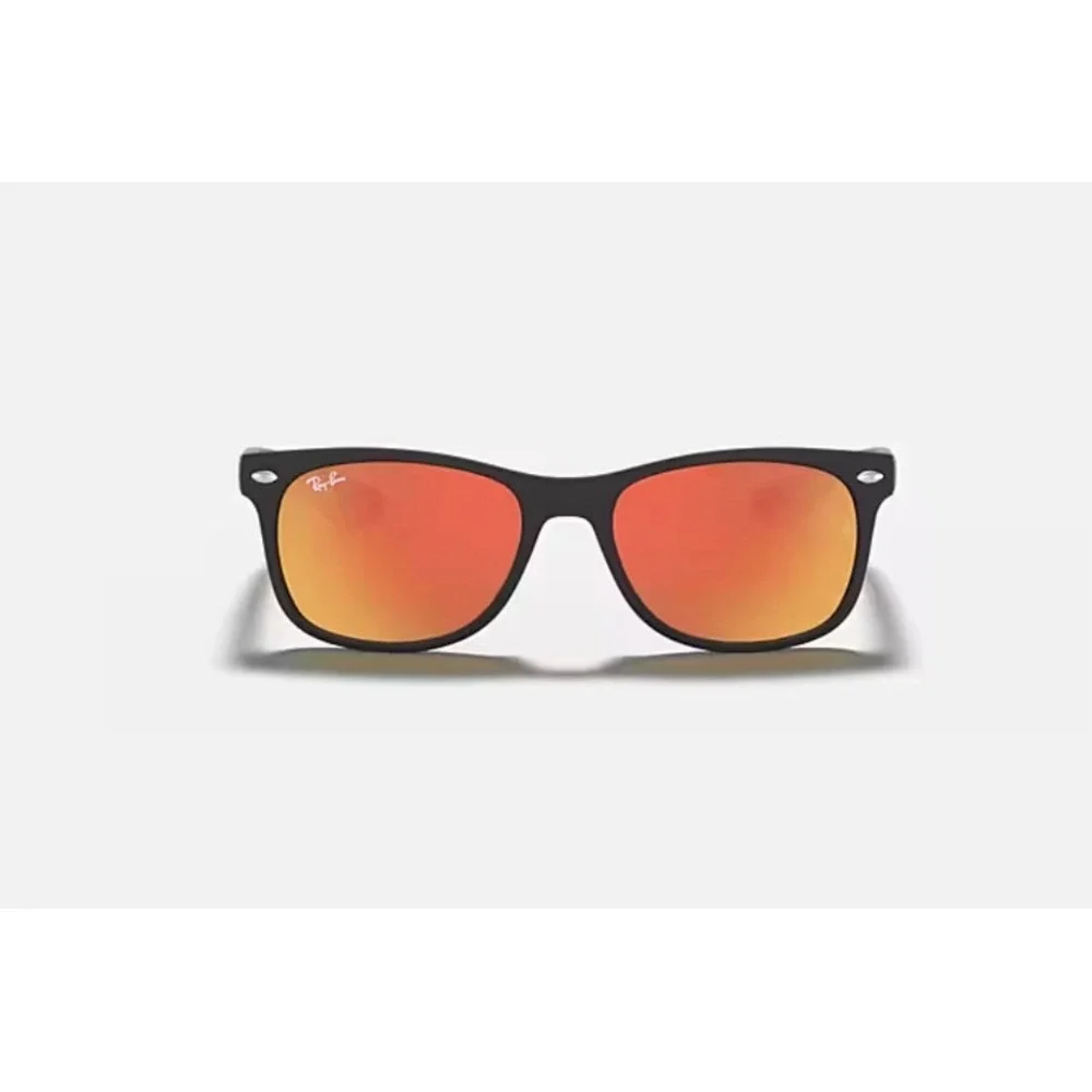 NEW Ray-Ban New Wayfarer Kids Sunglasses Matte Black Brown Orange Mirror Lenses